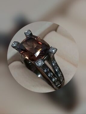 Vintage Smokey Quartz .925 Sterling Silver Statement Ring Sz 6.5